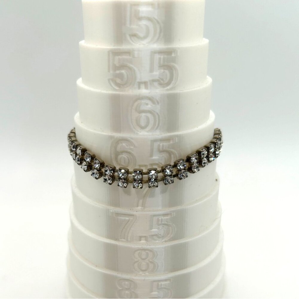 Vintage 2 Strand Rhinestone Bracelet With Fold Over Clasp - Picture 11 of 12